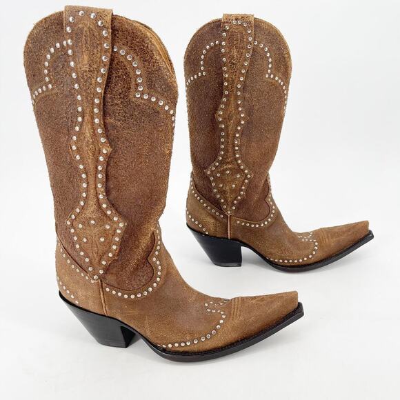 Vintage y2k Old Gringo Tan Roughout Leather Studded Western Cowgirl Boot size 7 - Picture 1 of 10
